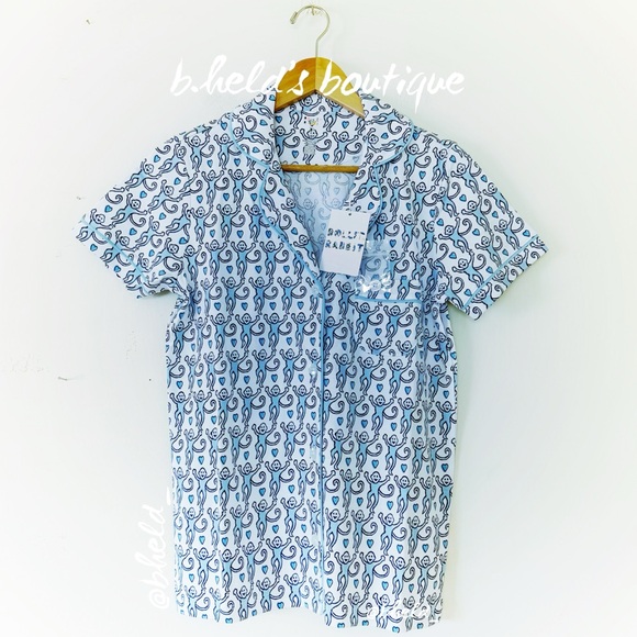 Roller Rabbit Lovely Monkey Polo Pajamas in Powder Blue/Navy Size Small New NWT - Picture 3 of 14